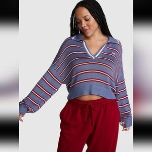 PINK Victoria's Secret Blue and Red Knit Top,XS